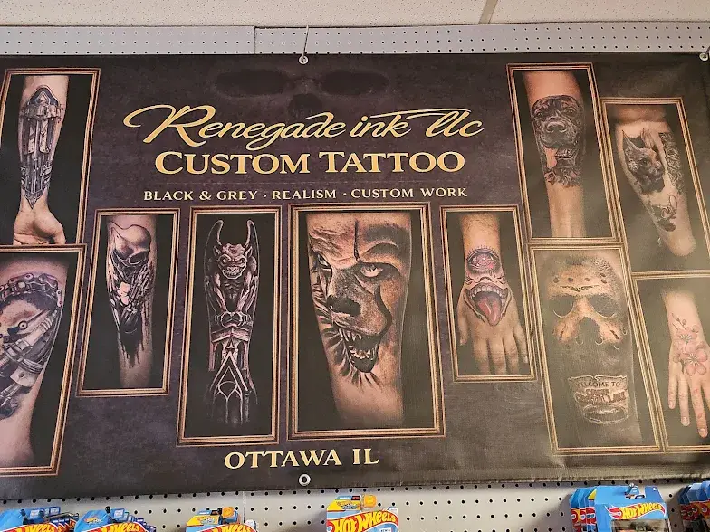 Renegade Ink custom tattoo artwork display